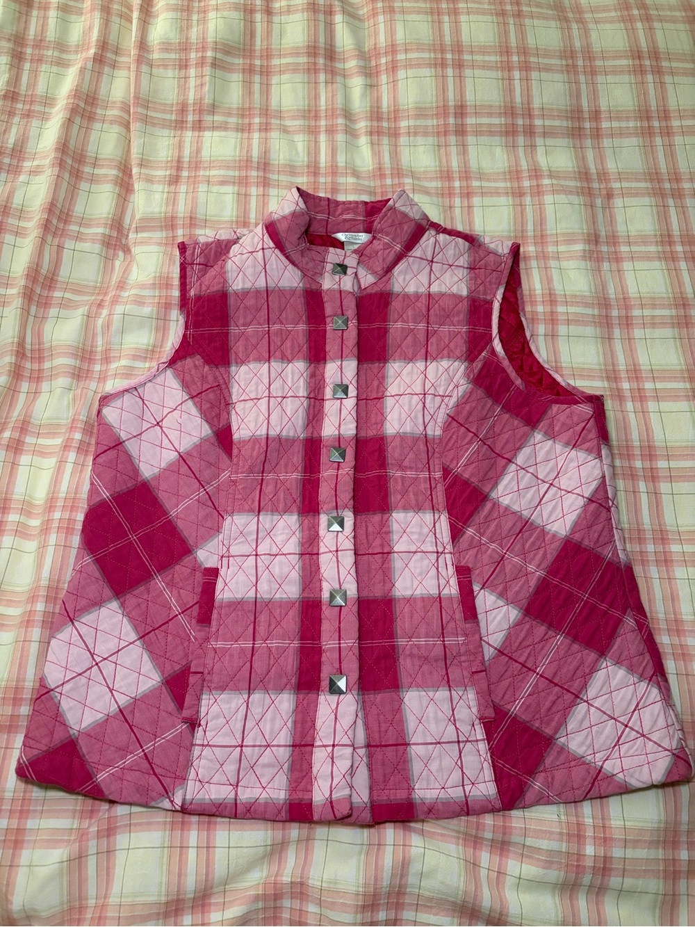 Christopher Banks Pink Plaid Vest